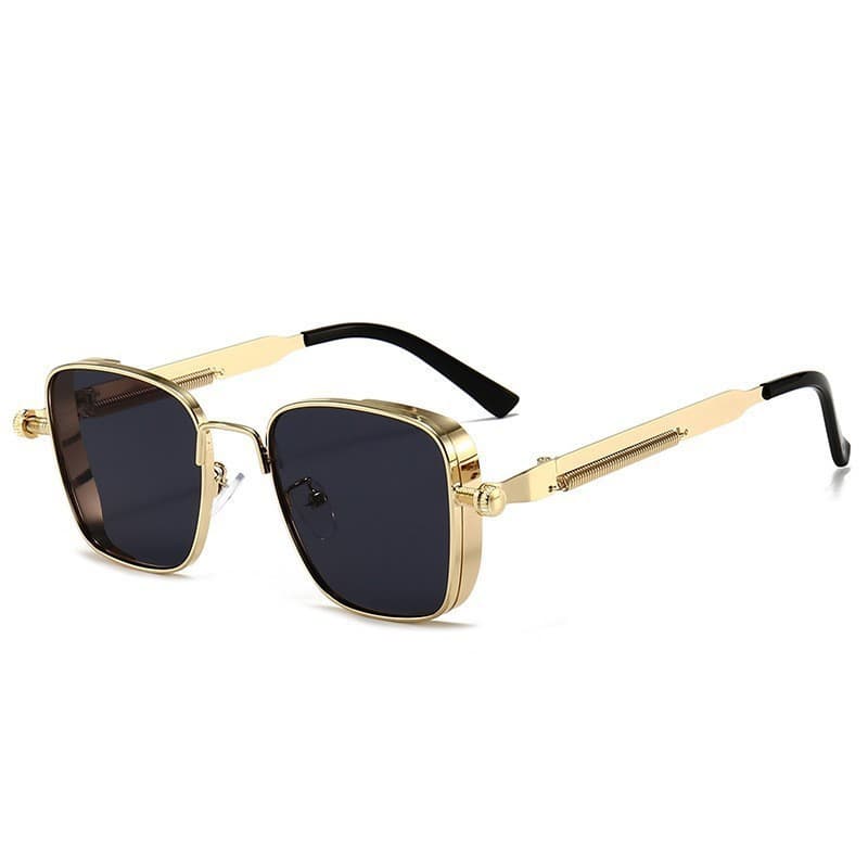 Steampunk Style Square Metal Frame Sunglasses for Women - European & American Fashion UV400 Protection