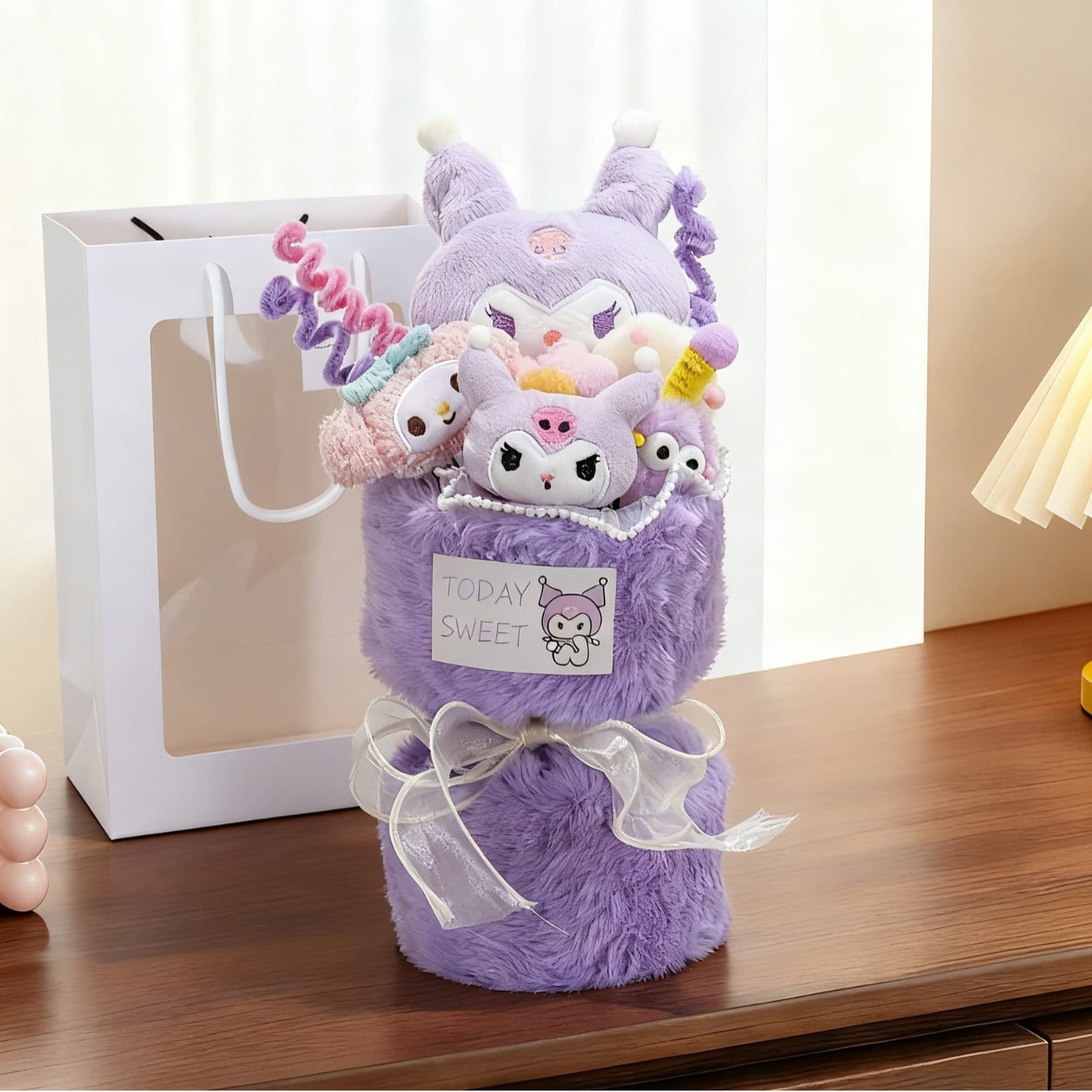 Cartoon Plush Doll Bouquet - Sanrio Kuromi & Hello Kitty Cat Valentine and Qixi Festival Gift Decoration