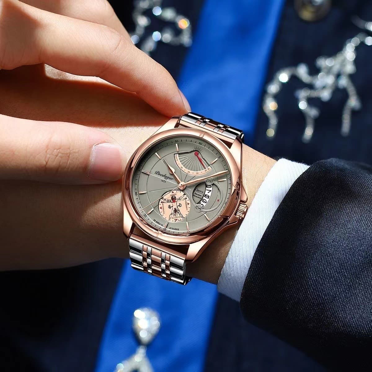 POEDAGAR Swiss Brand Waterproof Luminous Calendar Men's Watch - Korean Style Trendy Quartz
