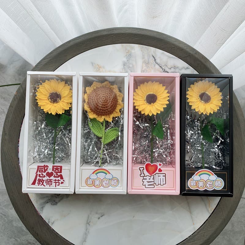 Teacher's Day Sunflower Soap Flower Bouquet Preserved Flower Gift Box