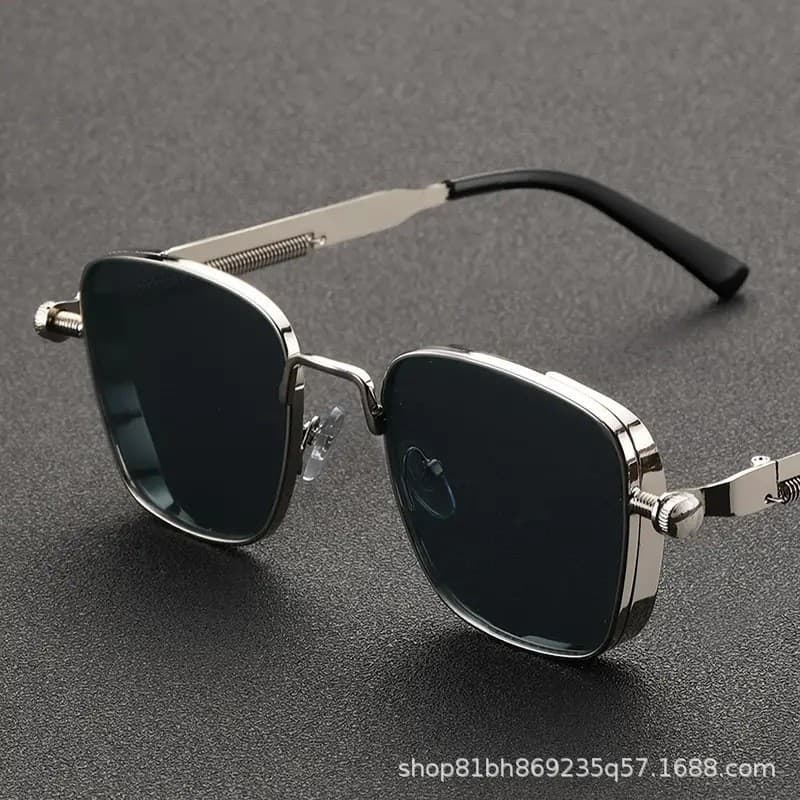 European and American Style Square Frame Metal Vintage Steampunk Men's UV Protection Sunglasses